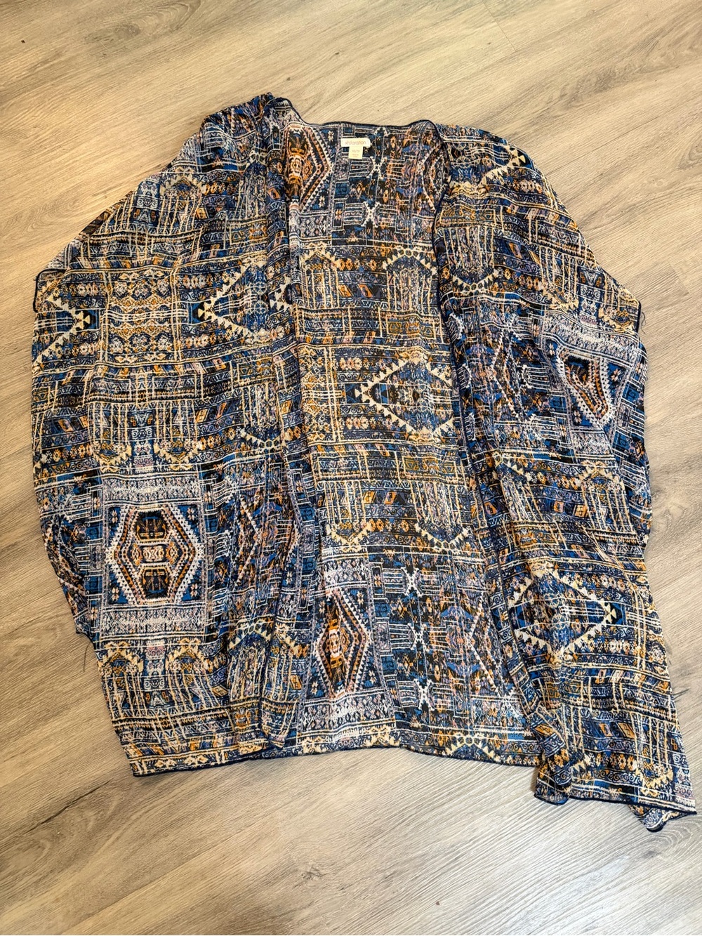 Boho Geo Print Women's Swim Coverup - Blue & Tan